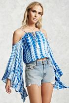 Forever21 Grid Tie-dye Open-shoulder Top