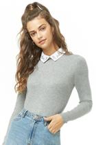 Forever21 Embroidered Collar Top