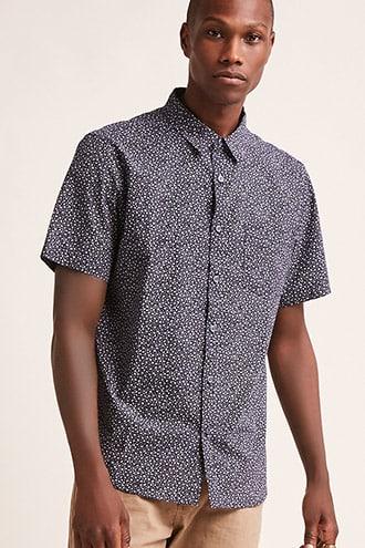 Forever21 Floral Short-sleeve Cotton Shirt