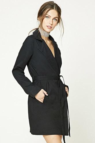 Forever21 Women's  Black Belted Wrap Jacket