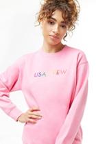 Forever21 Usa Crew Embroidered Graphic Sweatshirt