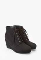 Forever21 Plus Women's  Faux Suede Wedge Booties (wide) (black)