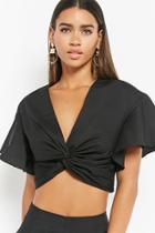 Forever21 Flounce Knot-front Crop Top