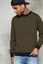 21 Men Men's  Contrast-trim Cotton Sweater