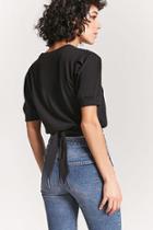 Forever21 Puff Sleeve Tie-back Top