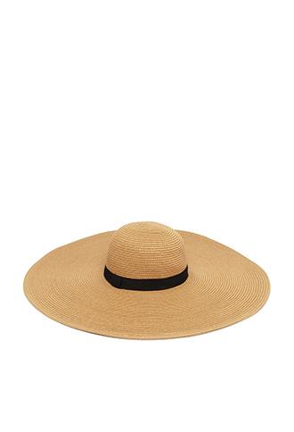 Forever 21 Wide Brim Floppy Hat Camel/black One Size