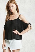 Forever21 Open-shoulder Pleated Top