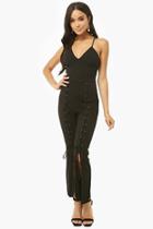Forever21 Flared Lace-up Jumpsuit