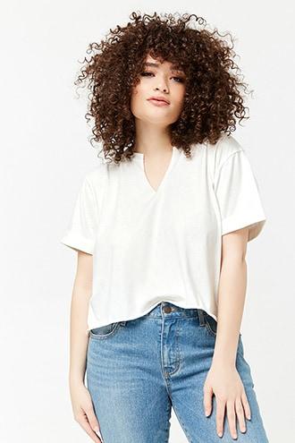 Forever21 Plus Size Cuffed Split-neck Top
