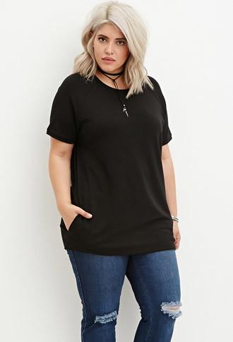 Forever21 Plus Women's  Plus Size Classic Raglan Tee (black)