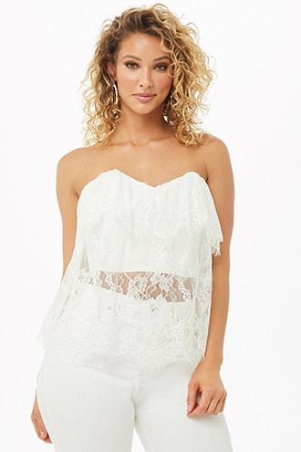 Forever21 Floral Lace Tube Top