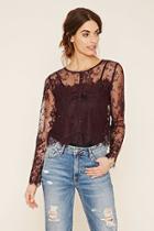 Love21 Women's  Contemporary Sheer Lace Top