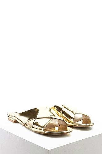 Forever21 Metallic Crisscross Slides
