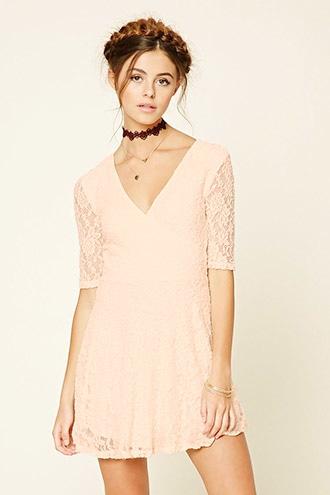 Forever21 Women's  Floral Lace Surplice Dress
