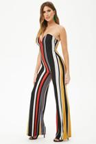 Forever21 Strapless Striped Ribbed Jumpsuit