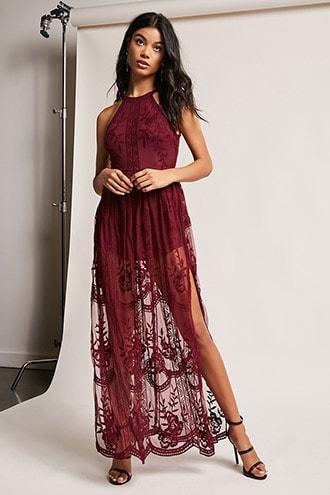 Forever21 Embroidered Maxi Skort Romper