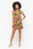 Forever21 Floral Print Striped Mini Dress