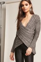 Forever21 Cable Knit Surplice Wrap Top