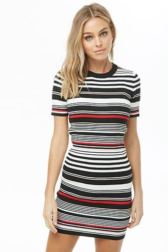 Forever21 Variegated Striped T-shirt Dress