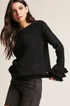 Forever21 Woven Heart Ribbed Knit Sweater