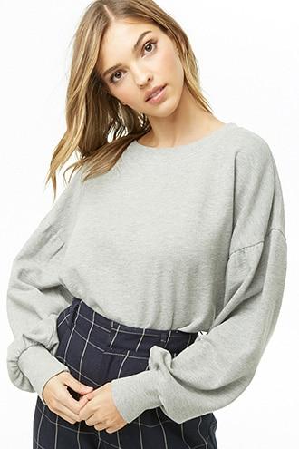 Forever21 Shirred-waist French Terry Sweatshirt