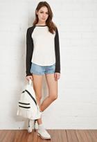 Forever21 Women's  Classic Baseball Tee (cream/black)
