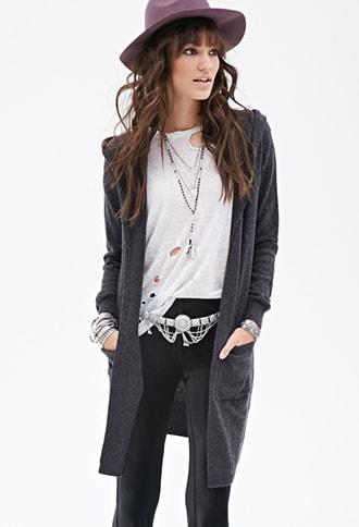 Forever21 Hoodie Maxi Cardigan