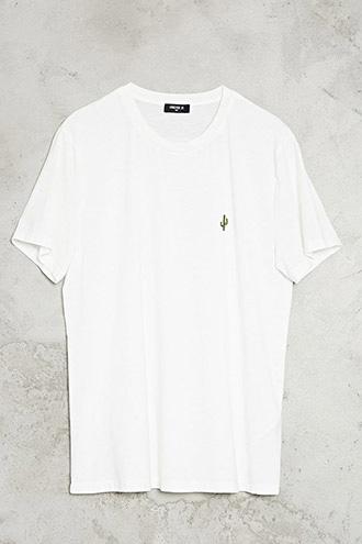 21 Men Men's  Embroidered Cactus Tee