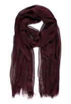 Forever21 Burgundy Frayed Woven Scarf