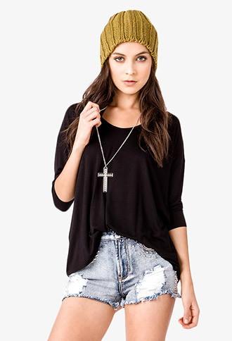 Forever21 Women's  3/4 Sleeve Jersey Top