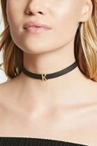 Forever21 K Initial Faux Leather Choker