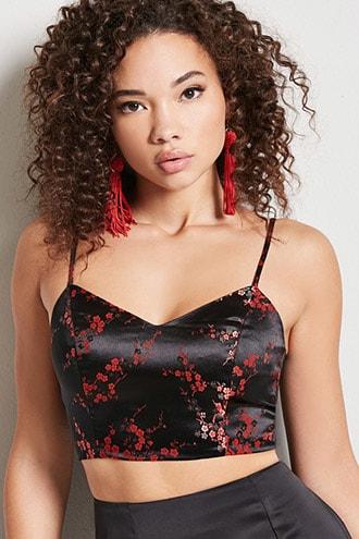 Forever21 Floral Jacquard Cropped Cami