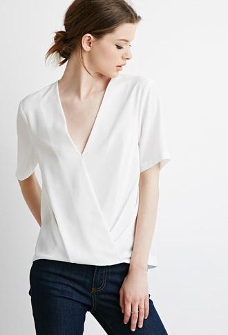 Forever21 Contemporary Pleated Surplice Top