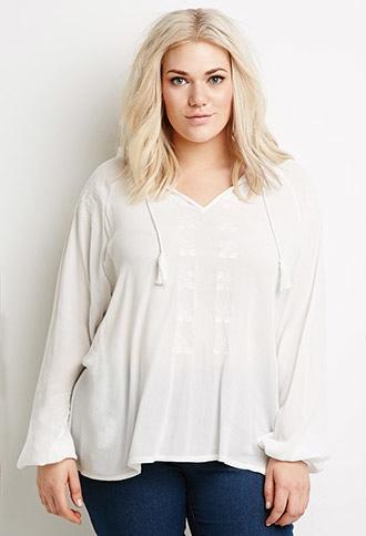 Forever21 Hooded Geo Embroidery Top