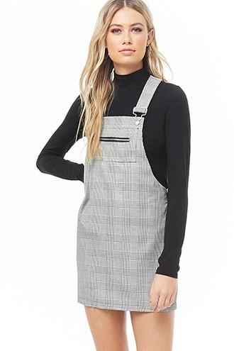 Forever21 Glen Plaid Mini Overall Dress