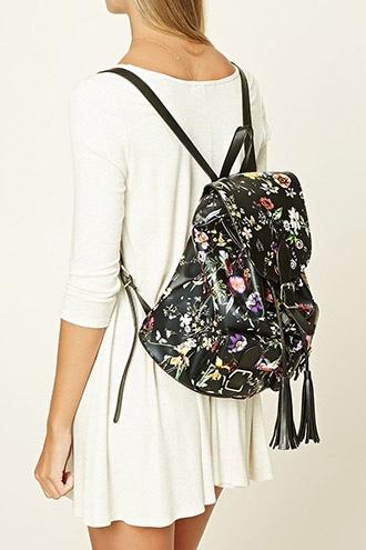Forever21 Floral Faux Leather Backpack