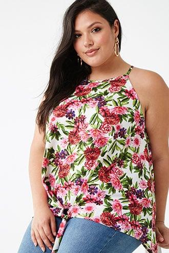 Forever21 Plus Size Floral Tie-hem Cami