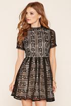 Forever21 Women's  Contrast Crochet Overlay Dress