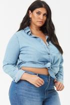 Forever21 Plus Size Chambray Curved Hem Shirt