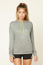 Forever21 Women's  Heather Grey & Yellow Active Hooded Pullover