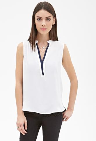 Forever21 Contrast-trimmed Henley Popover