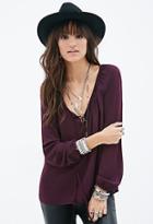 Forever21 Lace-up Chiffon Top