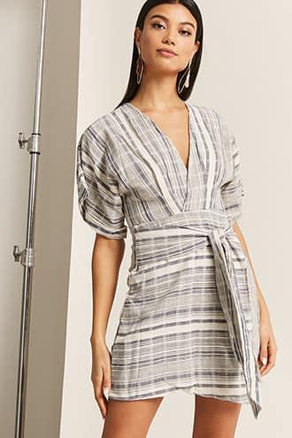 Forever21 Selfie Leslie Stripe Surplice Dress