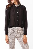 Forever21 Studded Collar Chiffon Blouse