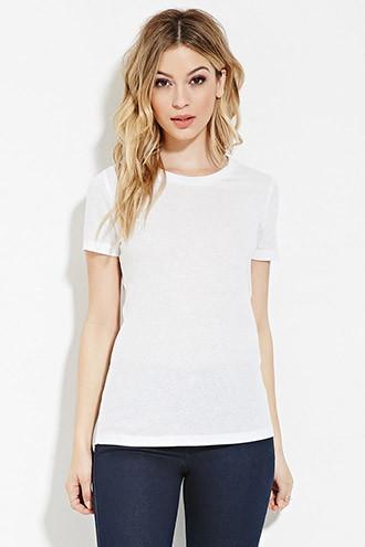 Forever21 Women's  White Slub Knit Tee