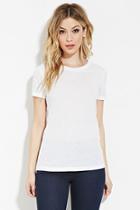 Forever21 Women's  White Slub Knit Tee