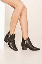 Forever21 Women's  Black Buckled Ankle Booties