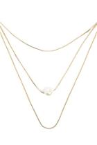 Forever21 Layered Faux Peal Pendant Necklace