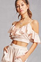 Forever21 Oh My Love Satin Crop Top