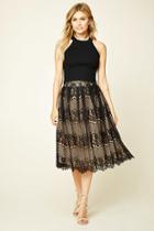 Love21 Women's  Black Contemporary Lace Skirt